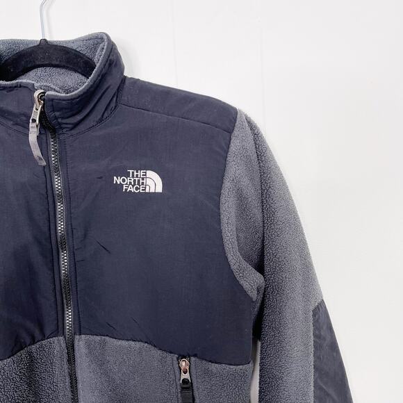 The North Face Boys Denali Fleece Jacket Gray Black Colorblock Medium M Full Zip - Picture 3 of 13